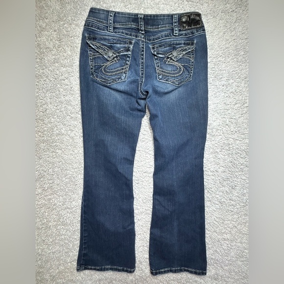 Silver Jeans Womens 30 Suki Surplus Flare Low Rise Flap Pockets Embroidered - Picture 5 of 5